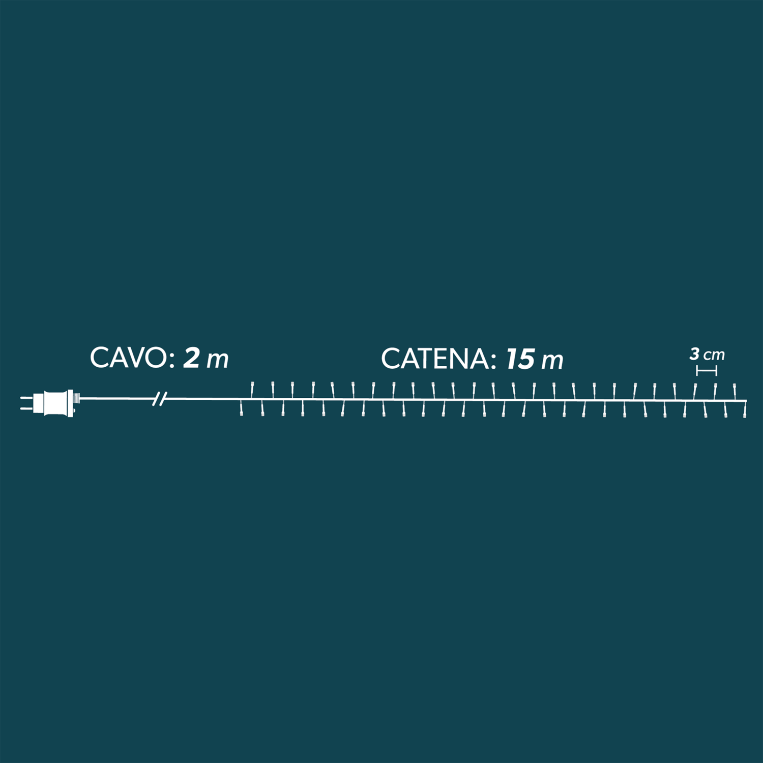 DICTROLUX - Catena Luminosa 500 LED Bianco Freddo 15 metri